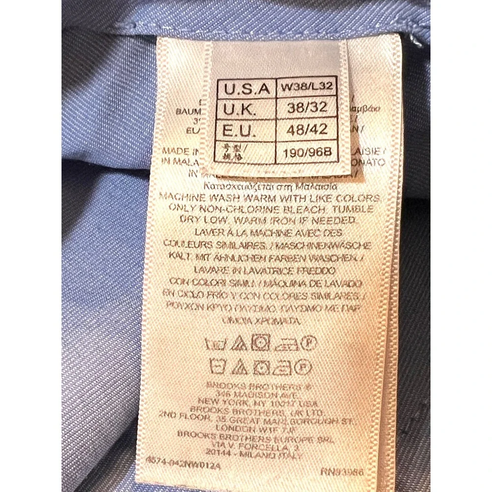 Brooks Brothers Hudson Lightweight‎ Advantage Chino Khaki Pants Mens 38x32 Tan
